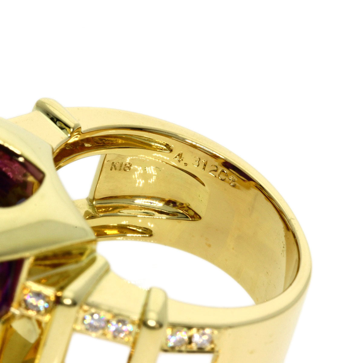 43.12ct Amethyst Diamond Ring K18 Yellow Gold  35g　Ladies