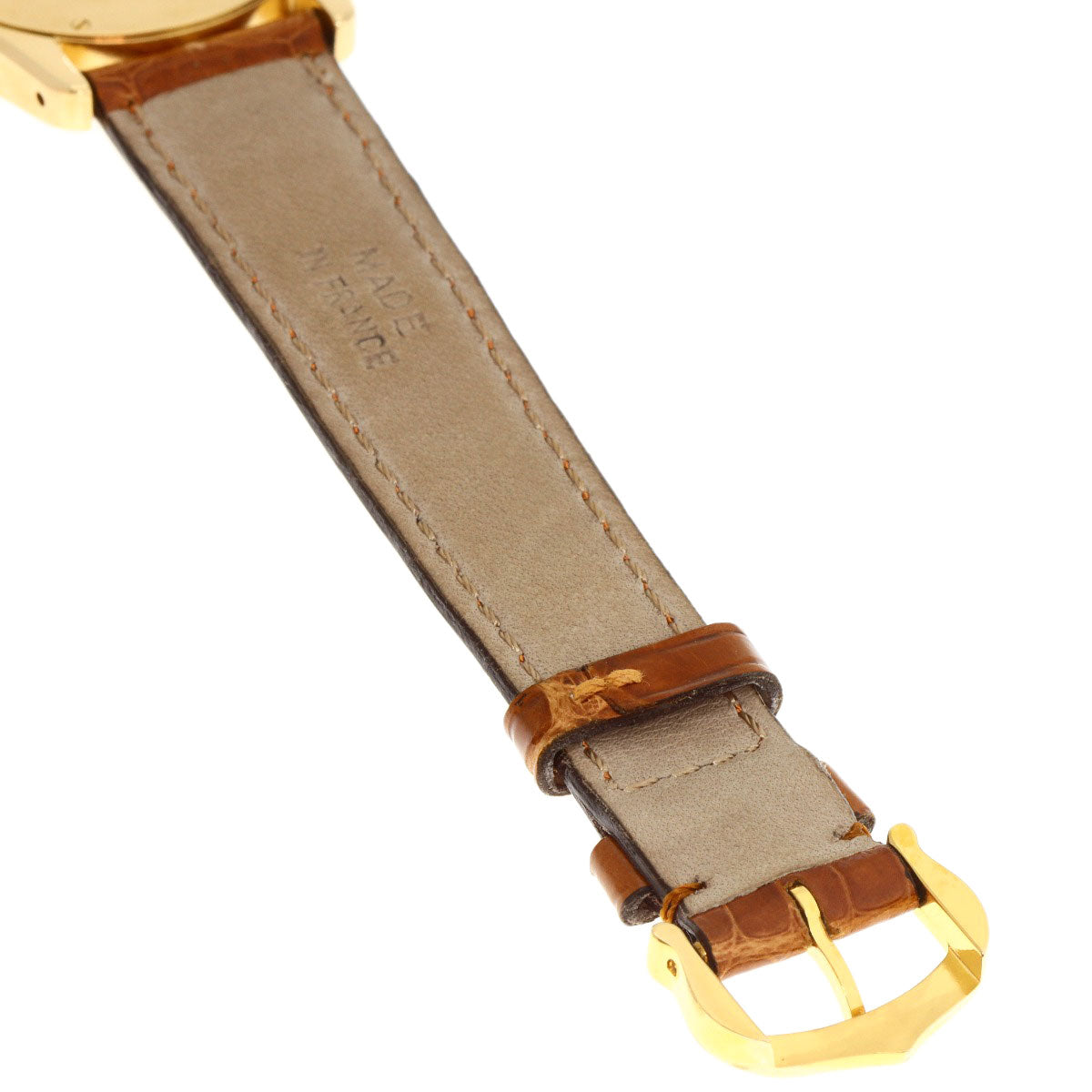 CARTIER Santos Round Chrono Reflex Watches K18 Yellow Gold/Leather Ladies