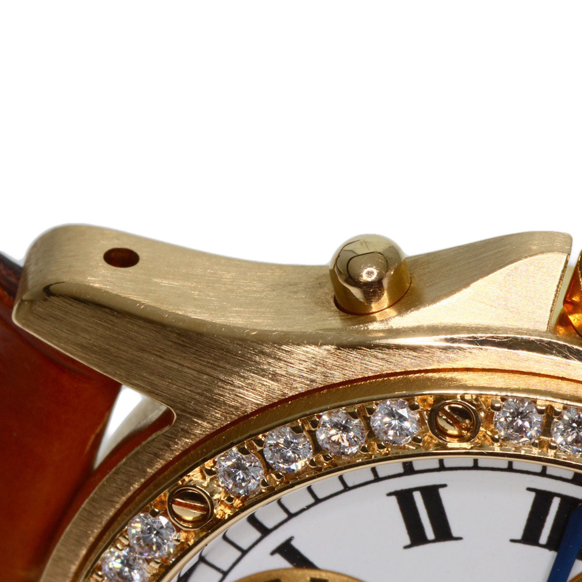 CARTIER Santos Round Chrono Reflex Watches K18 Yellow Gold/Leather Ladies