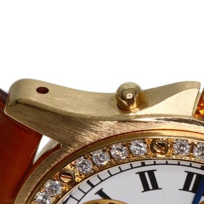 CARTIER Santos Round Chrono Reflex Watches K18 Yellow Gold/Leather Ladies