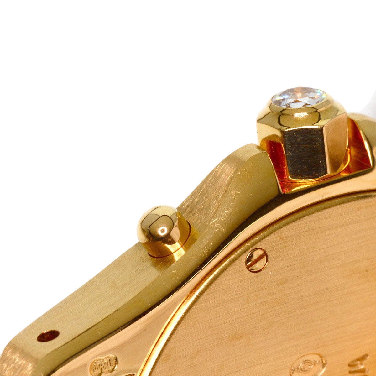 CARTIER Santos Round Chrono Reflex Watches K18 Yellow Gold/Leather Ladies