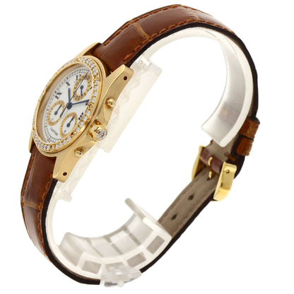 CARTIER Santos Round Chrono Reflex Watches K18 Yellow Gold/Leather Ladies