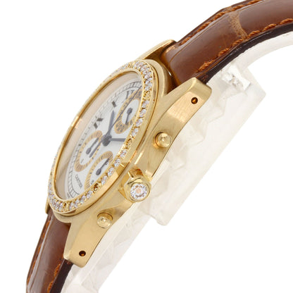 CARTIER Santos Round Chrono Reflex Watches K18 Yellow Gold/Leather Ladies
