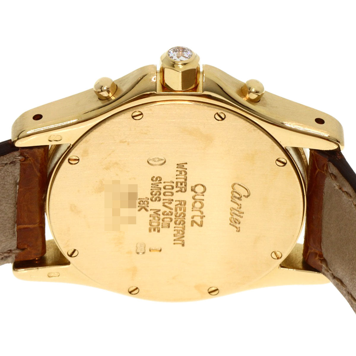 CARTIER Santos Round Chrono Reflex Watches K18 Yellow Gold/Leather Ladies