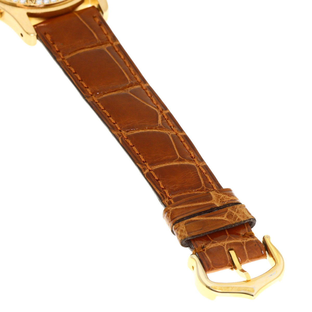 CARTIER Santos Round Chrono Reflex Watches K18 Yellow Gold/Leather Ladies