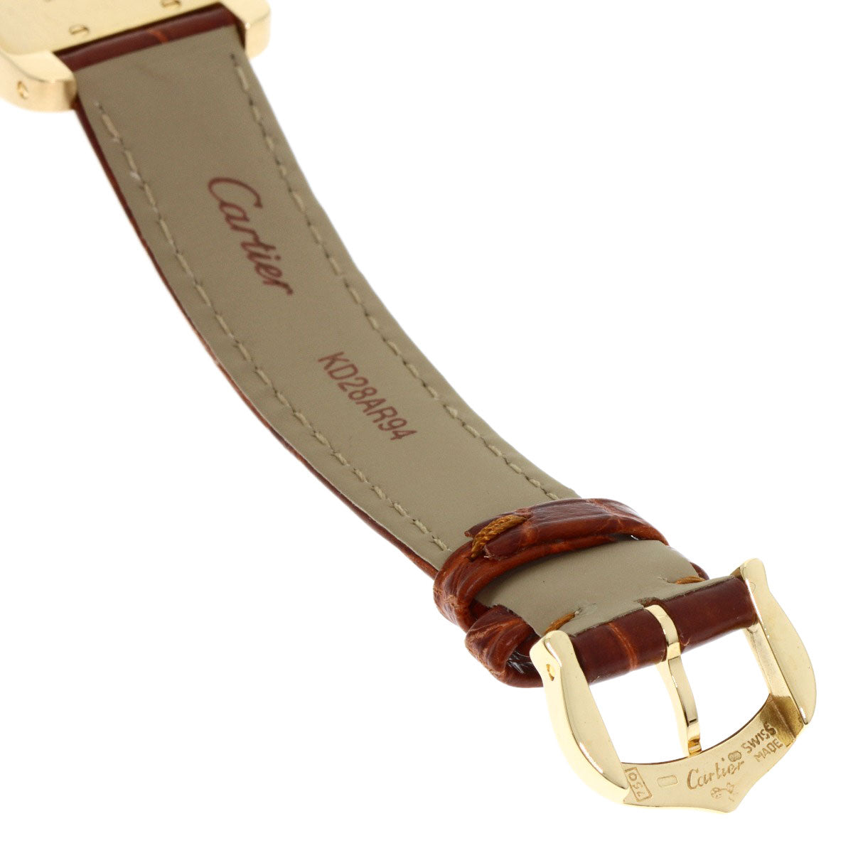 CARTIER Tank American SM Watches W2601556 K18 Yellow Gold/Leather Ladies