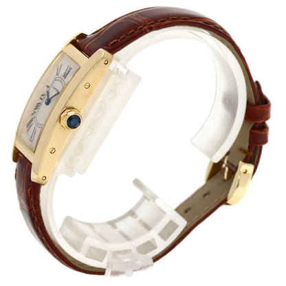 CARTIER Tank American SM Watches W2601556 K18 Yellow Gold/Leather Ladies