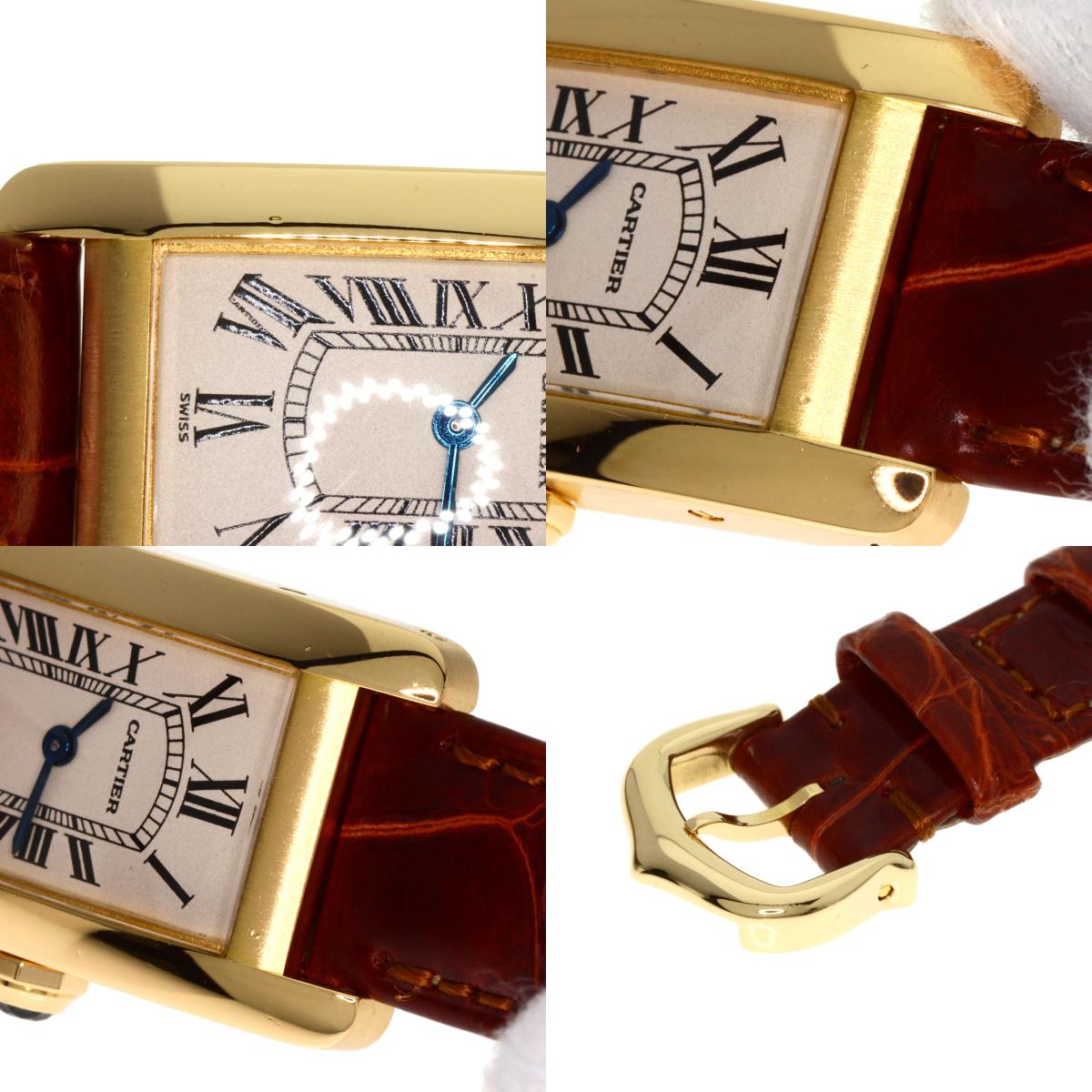 CARTIER Tank American SM Watches W2601556 K18 Yellow Gold/Leather Ladies