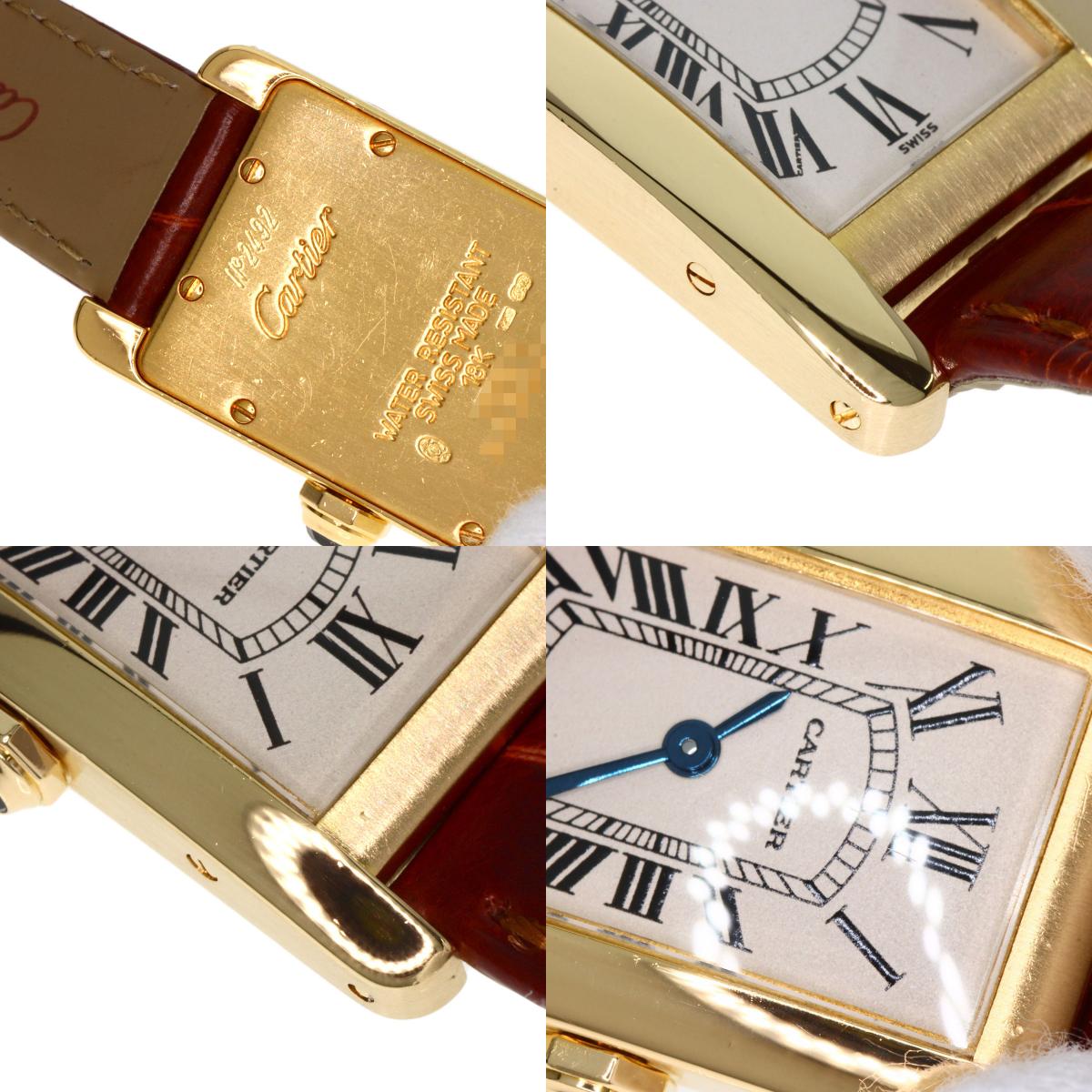 CARTIER Tank American SM Watches W2601556 K18 Yellow Gold/Leather Ladies