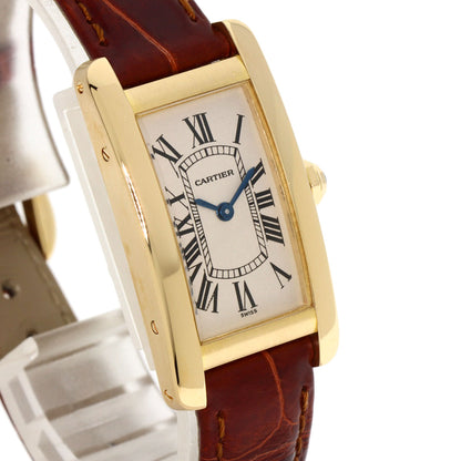 CARTIER Tank American SM Watches W2601556 K18 Yellow Gold/Leather Ladies