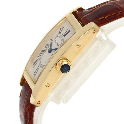 CARTIER Tank American SM Watches W2601556 K18 Yellow Gold/Leather Ladies