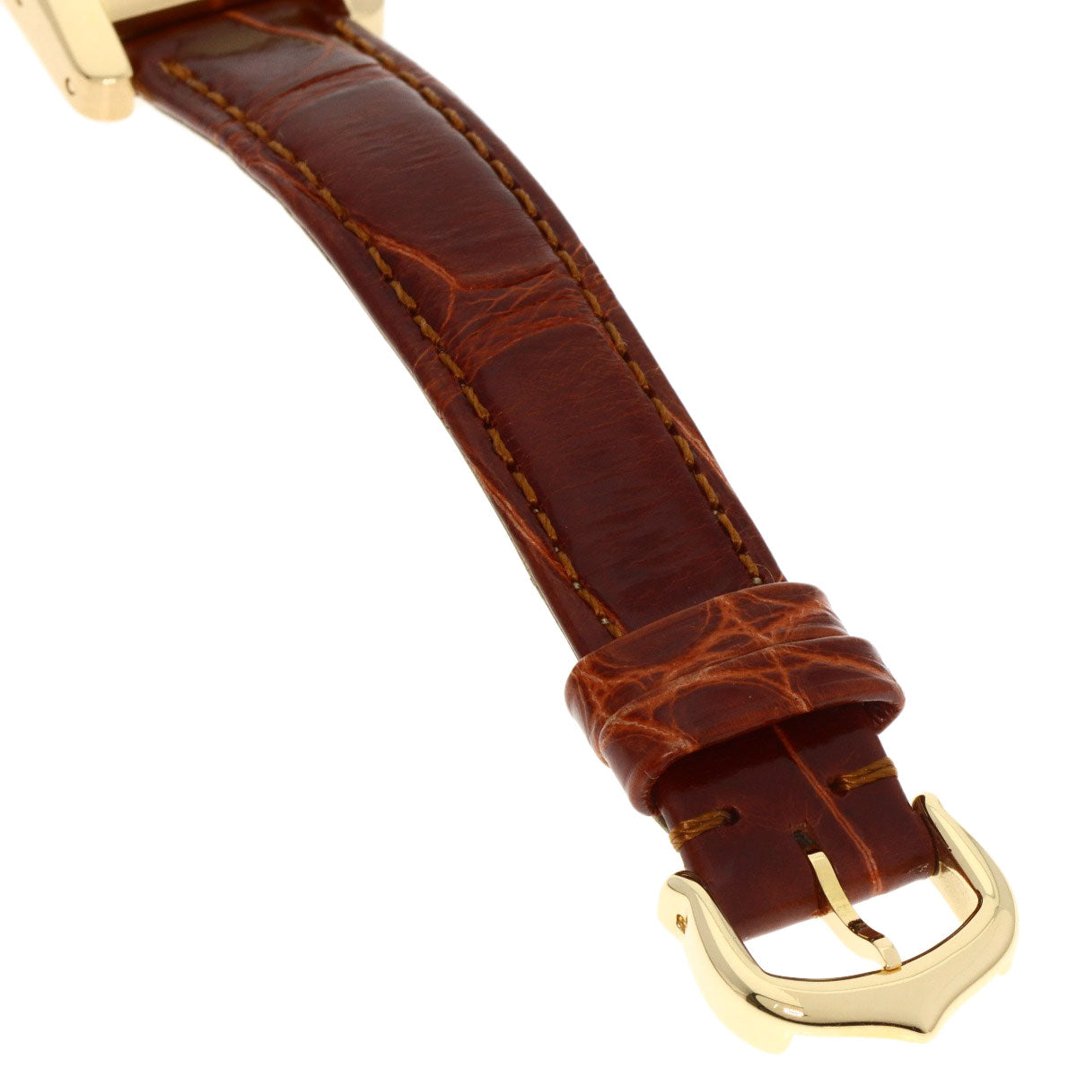 CARTIER Tank American SM Watches W2601556 K18 Yellow Gold/Leather Ladies