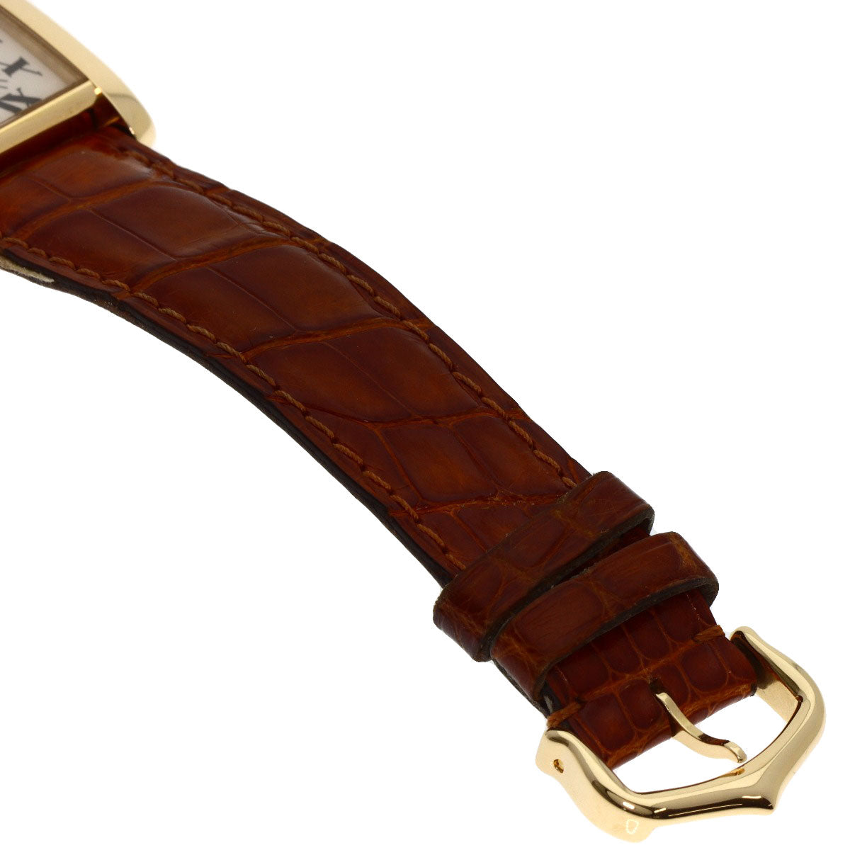 CARTIER Tank Francaise MM Watches W5000356 K18 Yellow Gold/Leather Boys