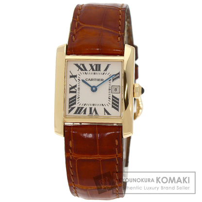CARTIER Tank Francaise MM Watches W5000356 K18 Yellow Gold/Leather Boys