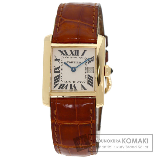 CARTIER Tank Francaise MM Watches W5000356 K18 Yellow Gold/Leather Boys