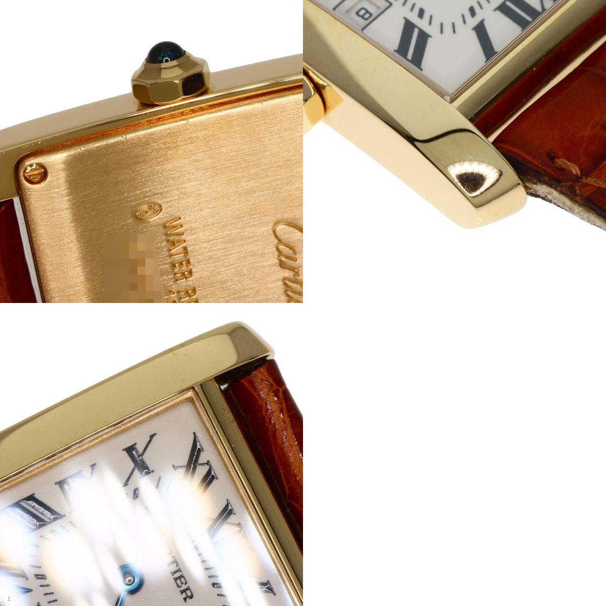 CARTIER Tank Francaise MM Watches W5000356 K18 Yellow Gold/Leather Boys