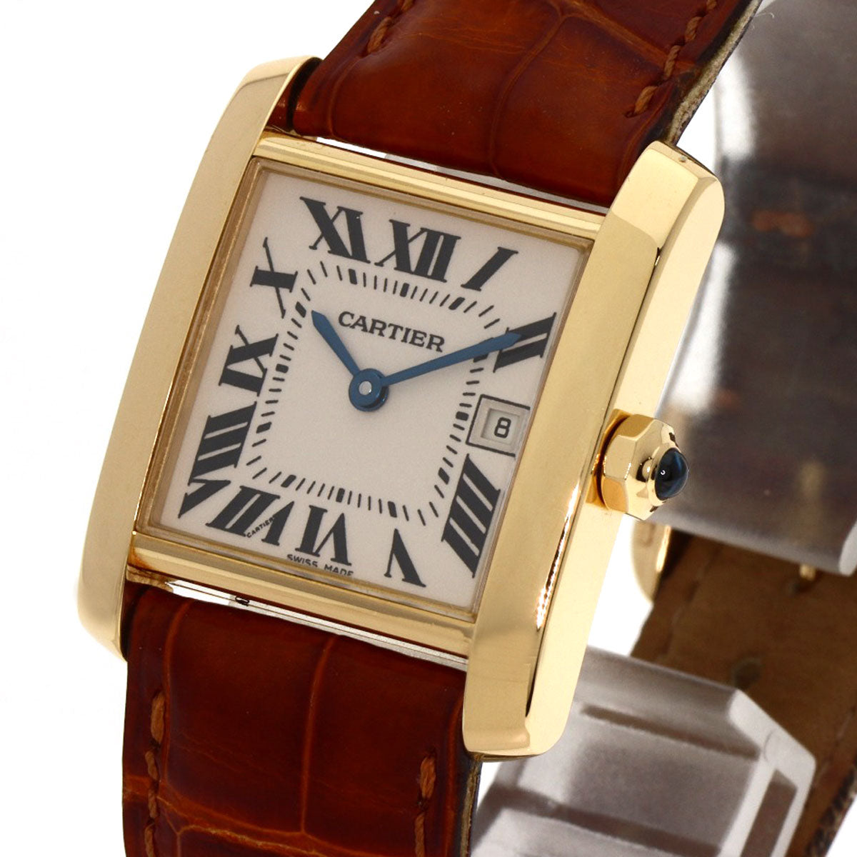 CARTIER Tank Francaise MM Watches W5000356 K18 Yellow Gold/Leather Boys