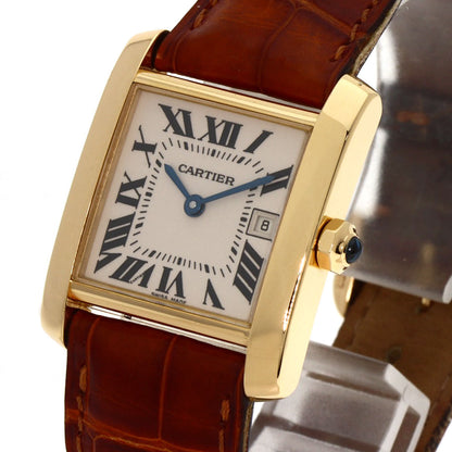 CARTIER Tank Francaise MM Watches W5000356 K18 Yellow Gold/Leather Boys