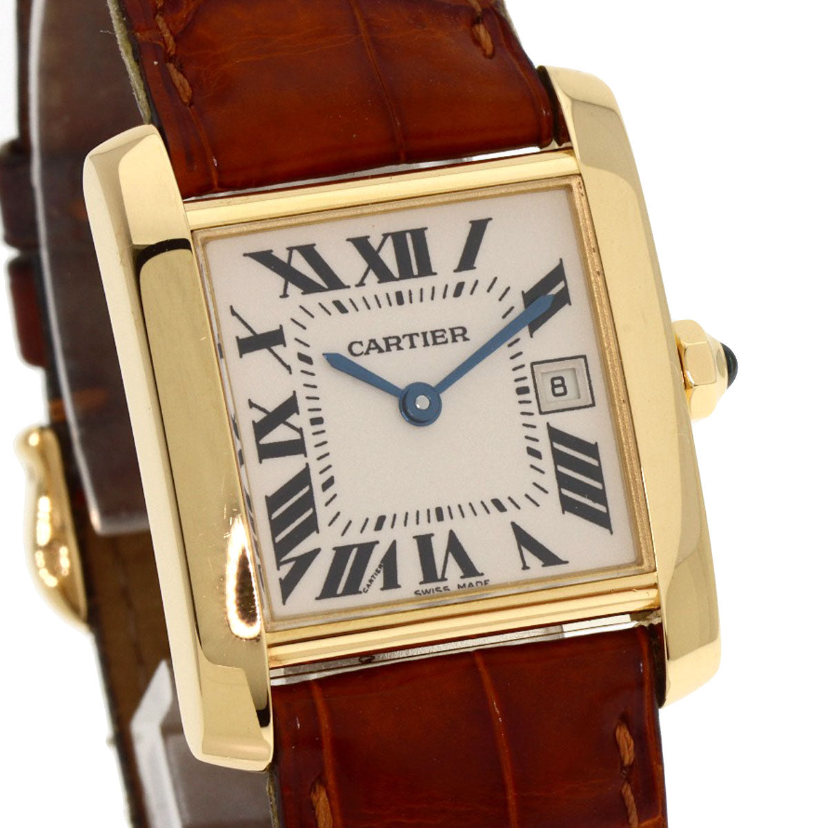 CARTIER Tank Francaise MM Watches W5000356 K18 Yellow Gold/Leather Boys