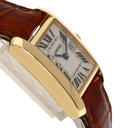 CARTIER Tank Francaise MM Watches W5000356 K18 Yellow Gold/Leather Boys