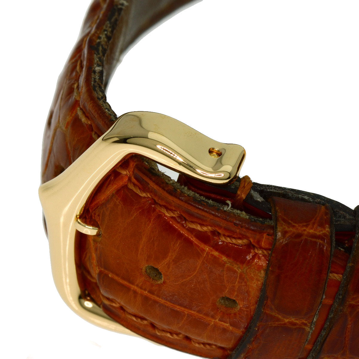 CARTIER Tank Francaise MM Watches W5000356 K18 Yellow Gold/Leather Boys