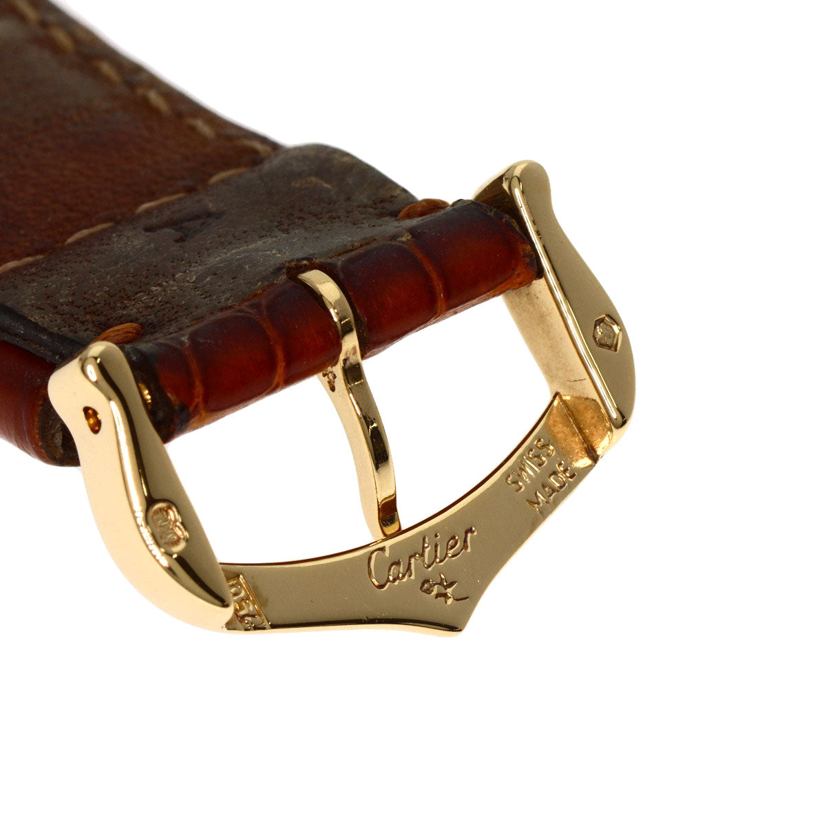 CARTIER Tank Francaise MM Watches W5000356 K18 Yellow Gold/Leather Boys