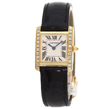 CARTIER Tank francaise SM Watches WE100151 K18 Yellow Gold/Leather Ladies