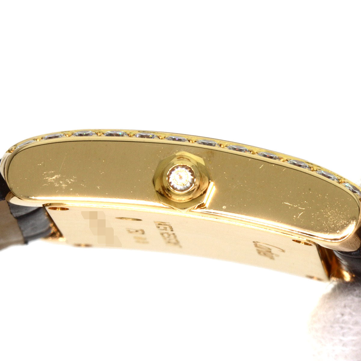 CARTIER Tank francaise SM Watches WE100151 K18 Yellow Gold/Leather Ladies