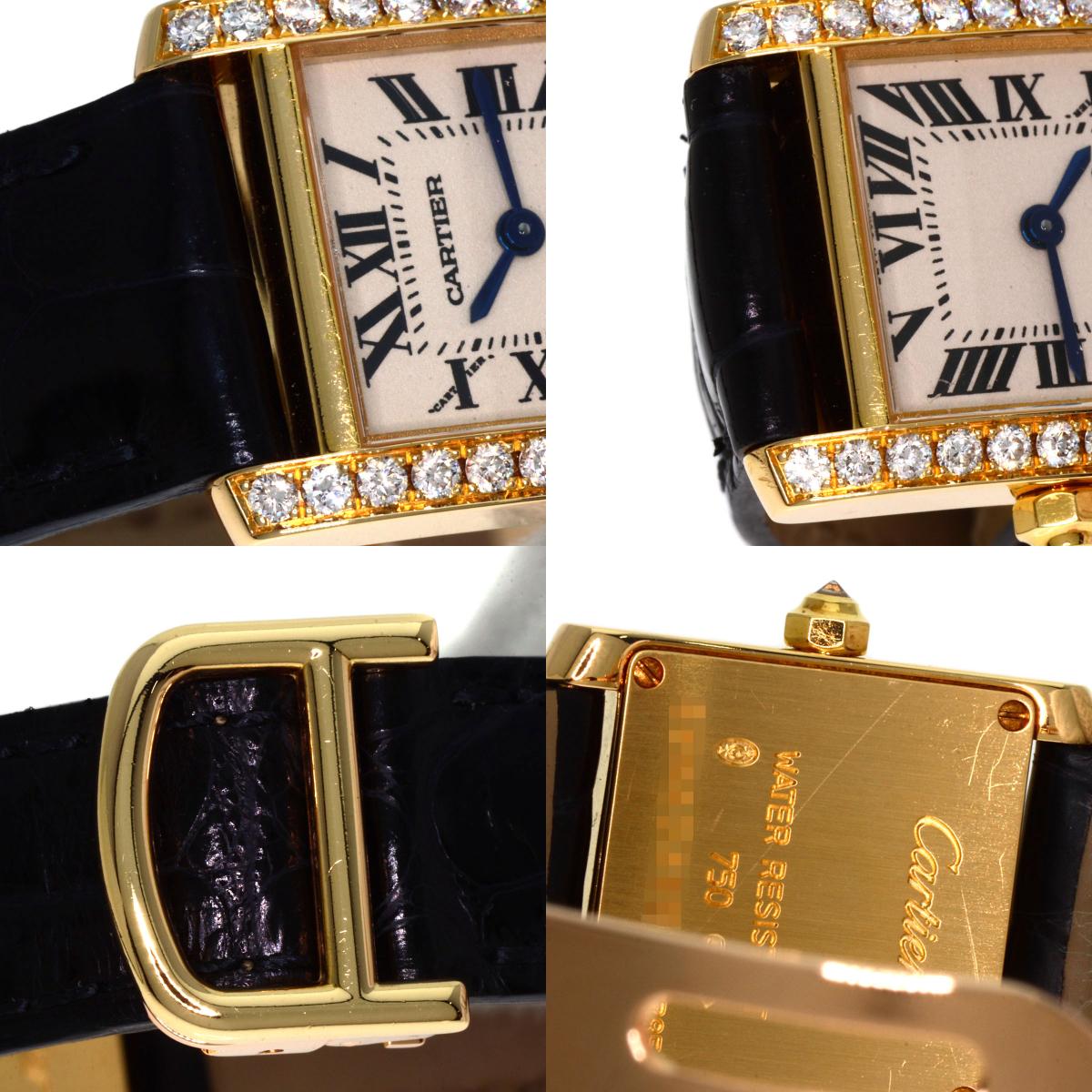 CARTIER Tank francaise SM Watches WE100151 K18 Yellow Gold/Leather Ladies