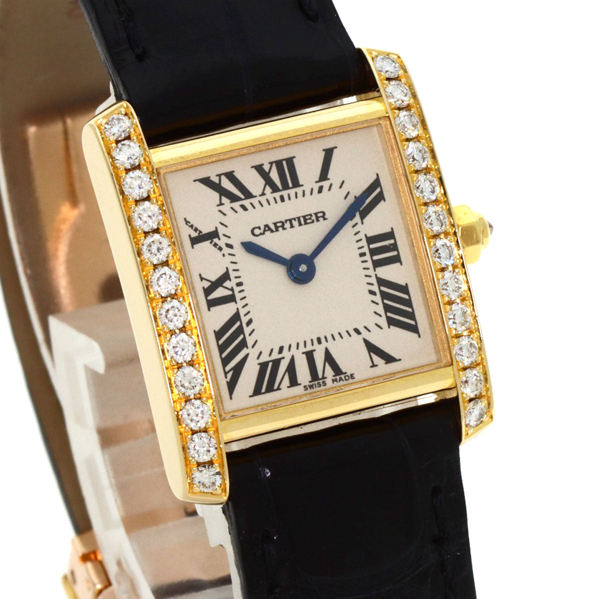 CARTIER Tank francaise SM Watches WE100151 K18 Yellow Gold/Leather Ladies