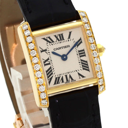CARTIER Tank francaise SM Watches WE100151 K18 Yellow Gold/Leather Ladies