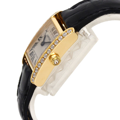 CARTIER Tank francaise SM Watches WE100151 K18 Yellow Gold/Leather Ladies