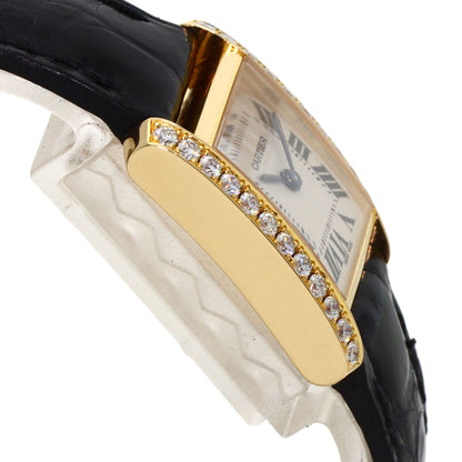 CARTIER Tank francaise SM Watches WE100151 K18 Yellow Gold/Leather Ladies