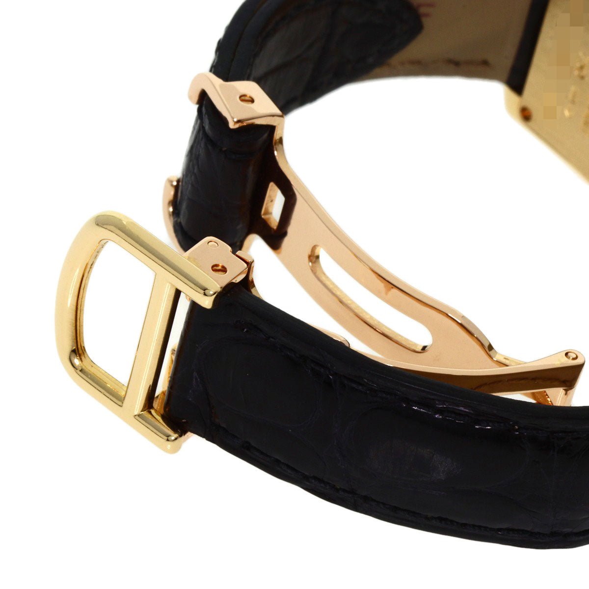 CARTIER Tank francaise SM Watches WE100151 K18 Yellow Gold/Leather Ladies