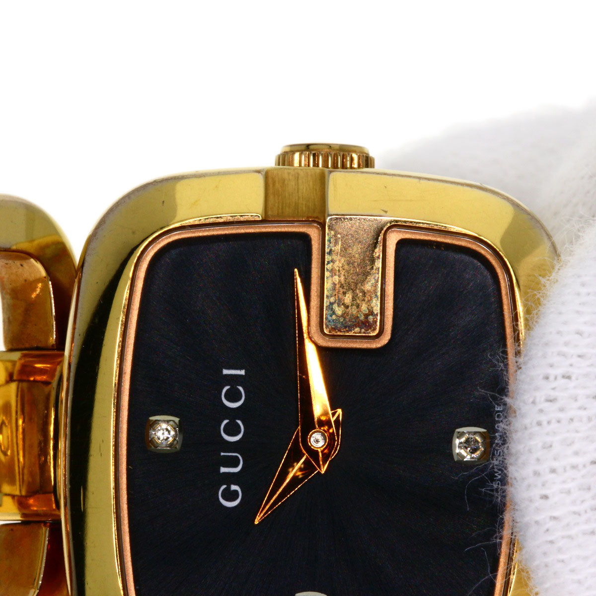 GUCCI G Collection 3P Diamond Square Watches 125.5 Gold Plated/Gold Plated Ladies