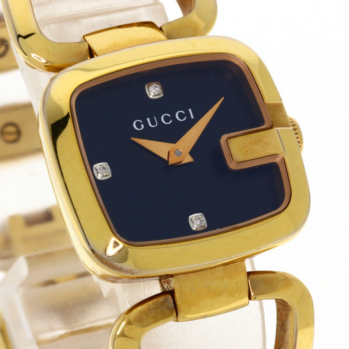 GUCCI G Collection 3P Diamond Square Watches 125.5 Gold Plated/Gold Plated Ladies