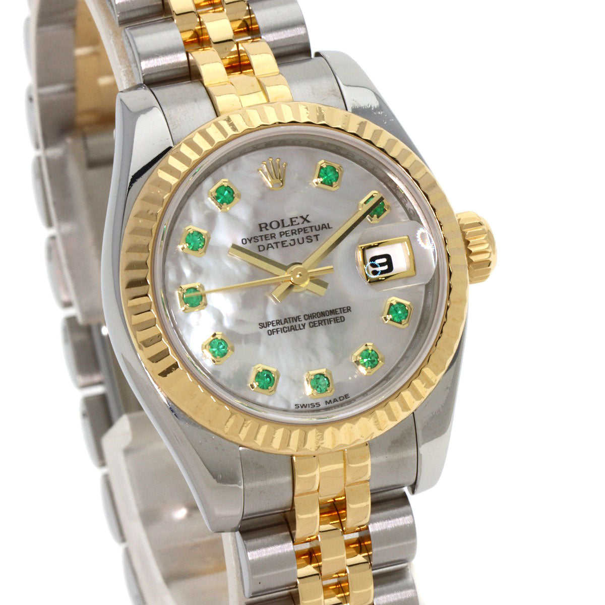 ROLEX Datejust 10P Emerald Watches 179173NGE Stainless Steel/SSxK18YG Ladies