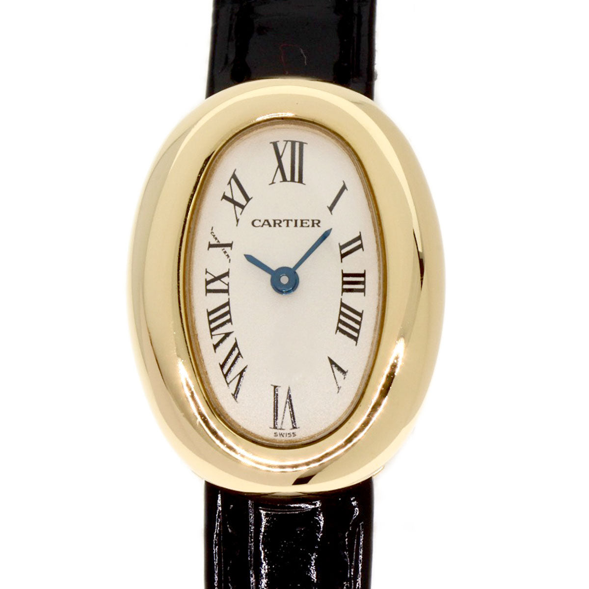 CARTIER Mini Baignoire Watches K18 Yellow Gold/Leather Ladies