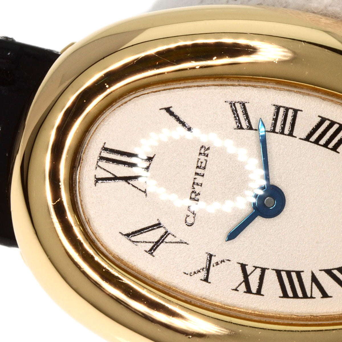 CARTIER Mini Baignoire Watches K18 Yellow Gold/Leather Ladies