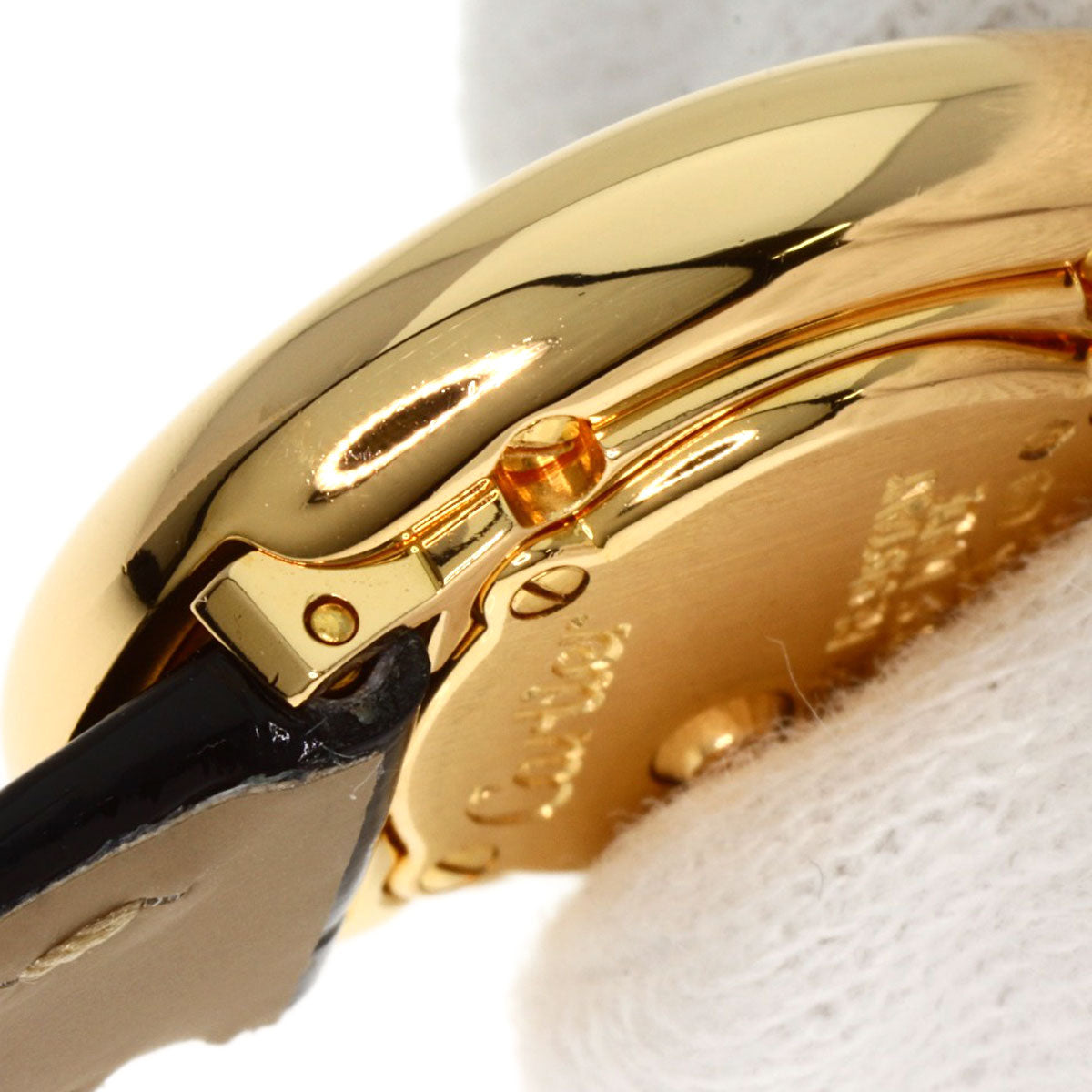 CARTIER Mini Baignoire Watches K18 Yellow Gold/Leather Ladies