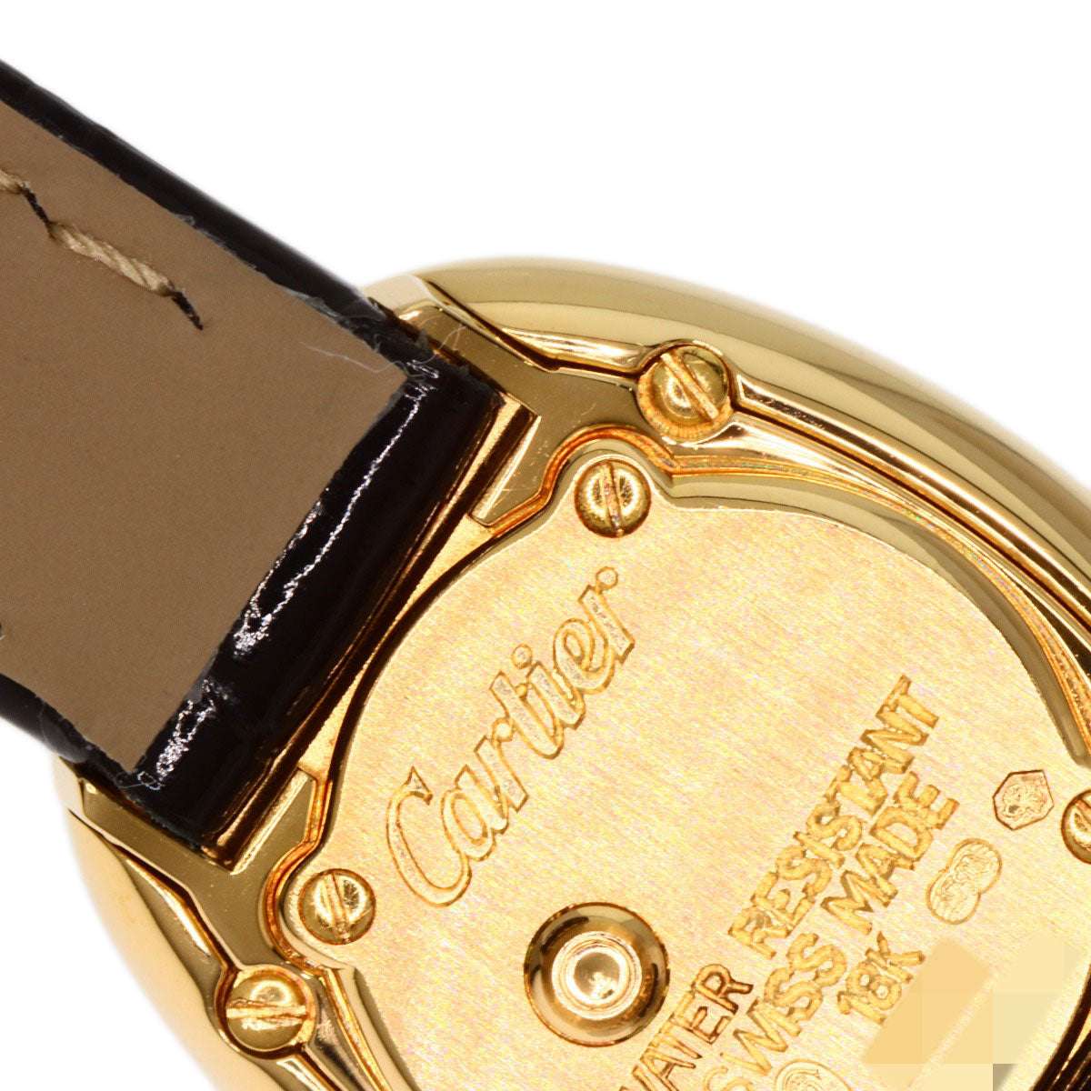 CARTIER Mini Baignoire Watches K18 Yellow Gold/Leather Ladies