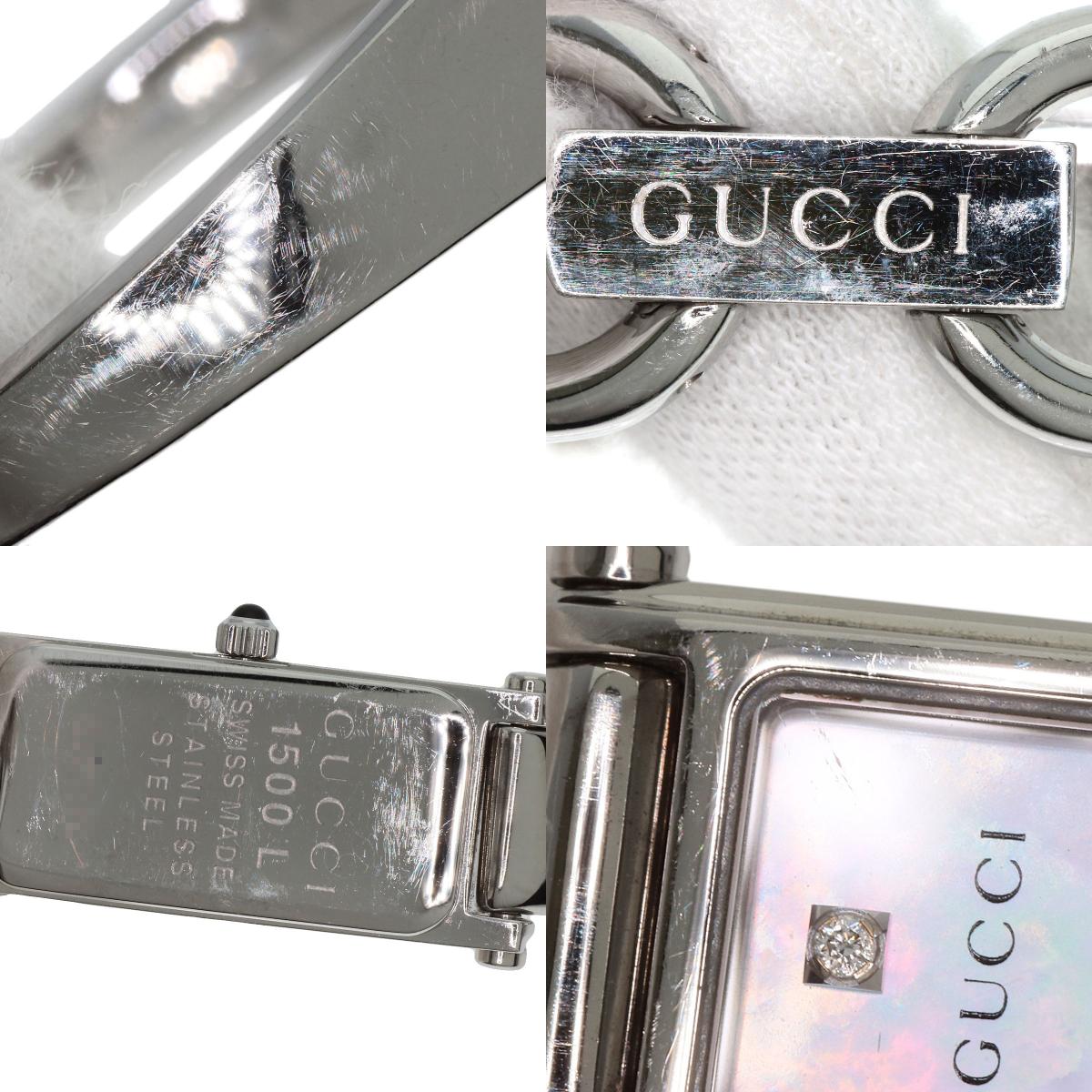 GUCCI Square face 1P Diamond Watches 1500L Stainless Steel/Stainless Steel Ladies