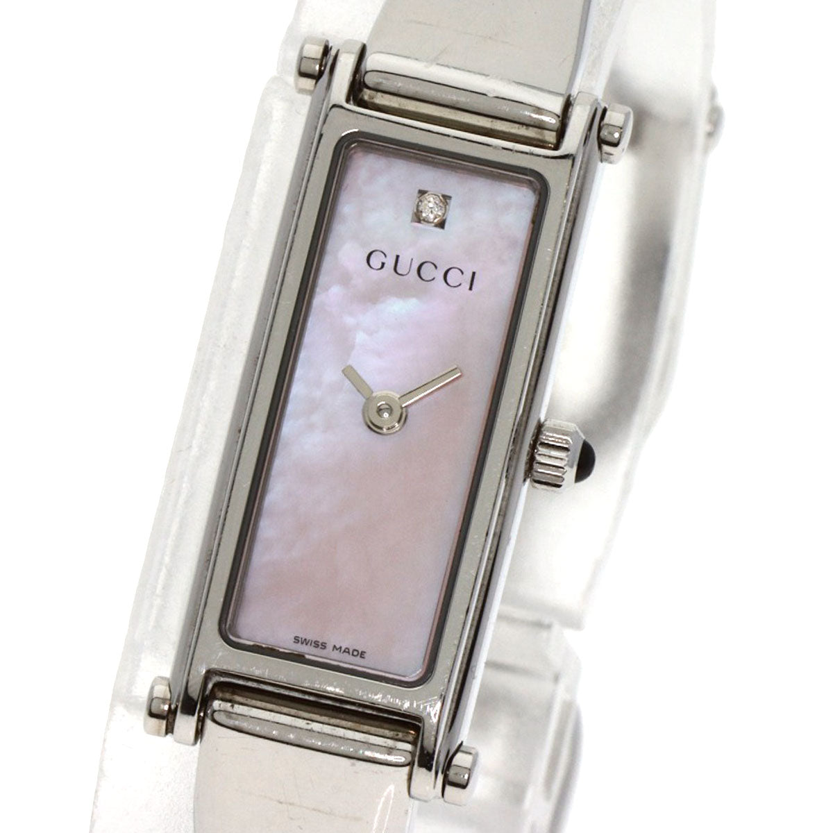 GUCCI Square face 1P Diamond Watches 1500L Stainless Steel/Stainless Steel Ladies