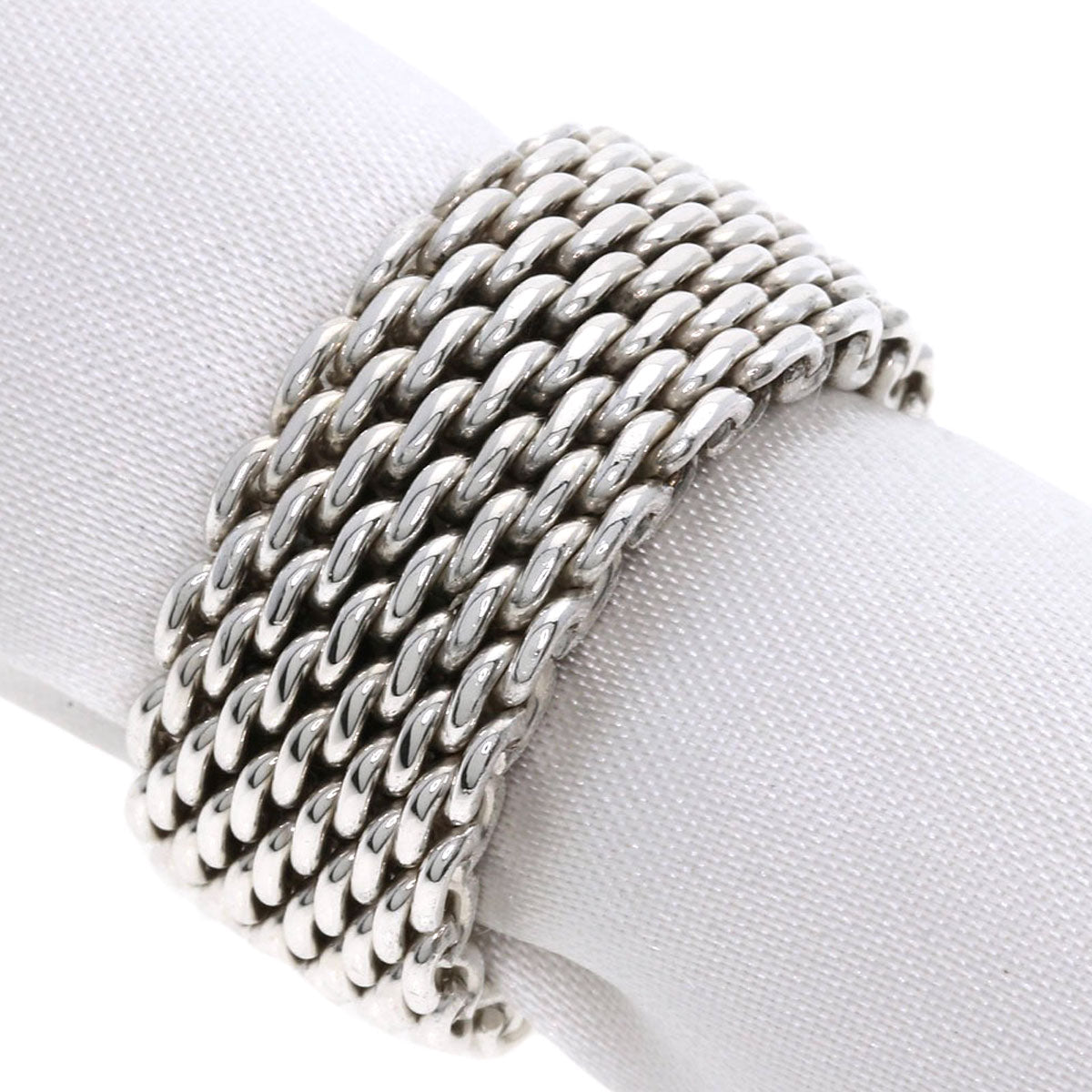 TIFFANY&Co. Somerset mesh Ring Silver Ladies [Used]