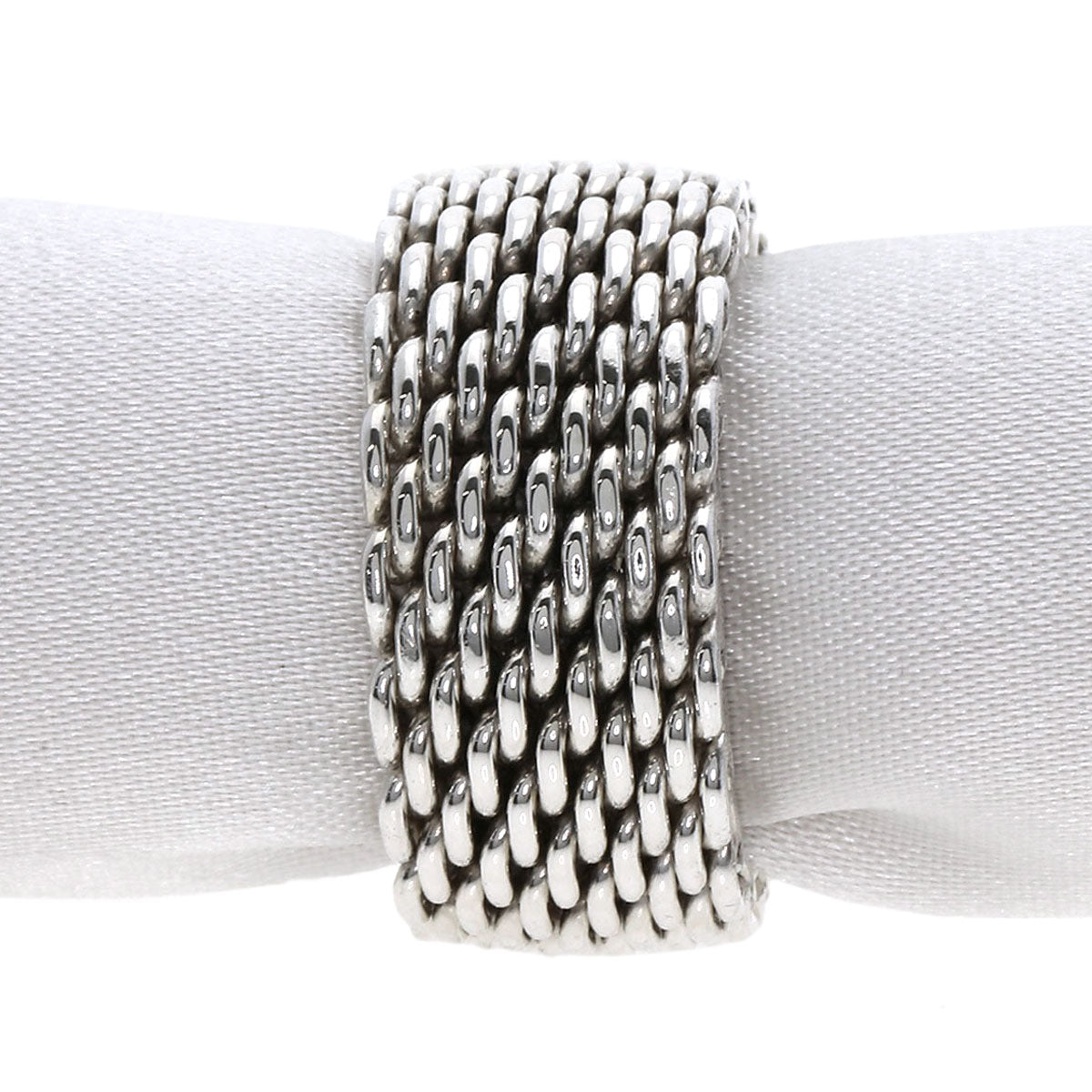TIFFANY&Co. Somerset mesh Ring Silver Ladies [Used]