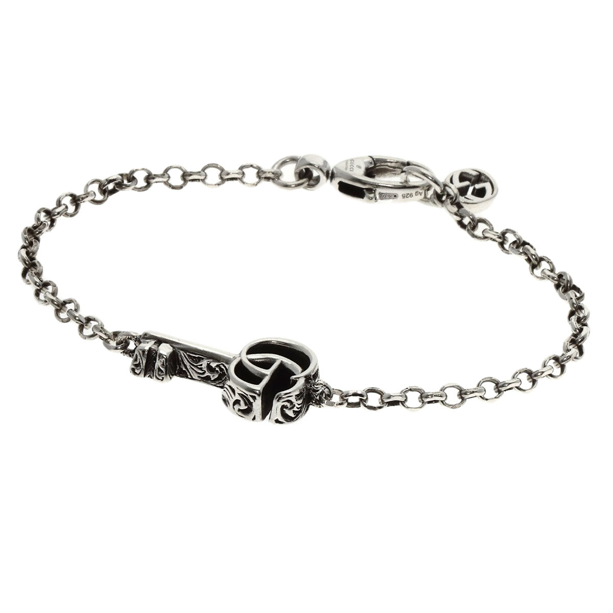 GUCCI Double G Key Charm #16 Bracelet Silver Ladies [Used]