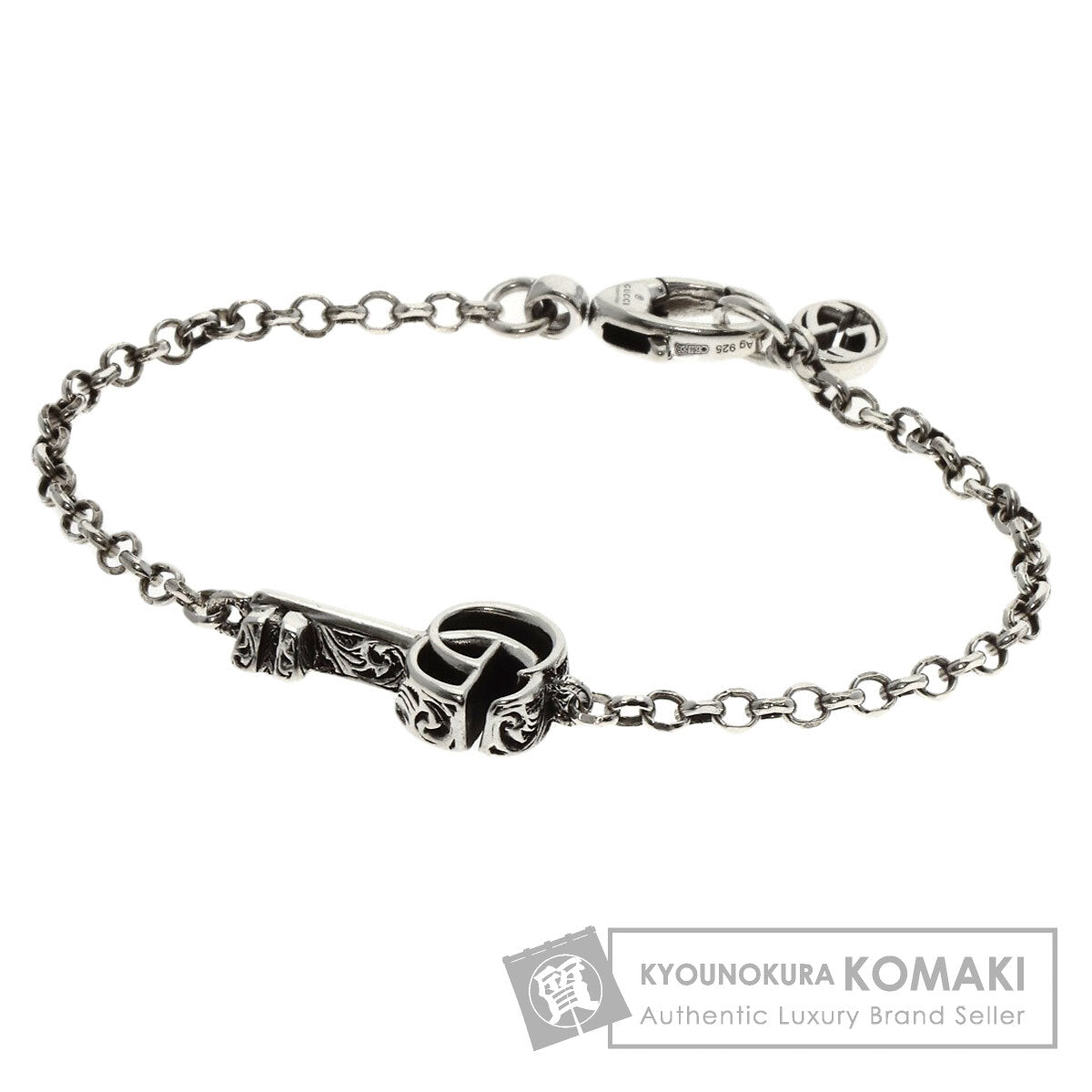GUCCI Double G Key Charm #16 Bracelet Silver Ladies [Used]