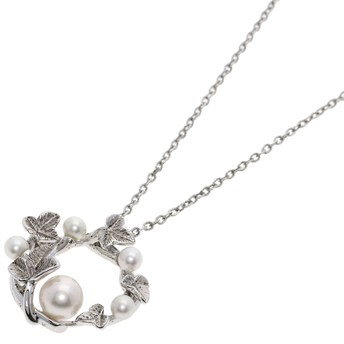 MIKIMOTO Leaf Akoya Pearl Pearl Necklace Silver Ladies [Used]