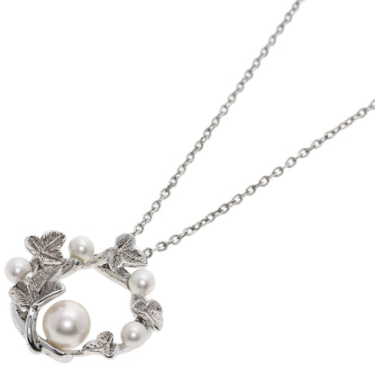 MIKIMOTO Leaf Akoya Pearl Pearl Necklace Silver Ladies [Used]