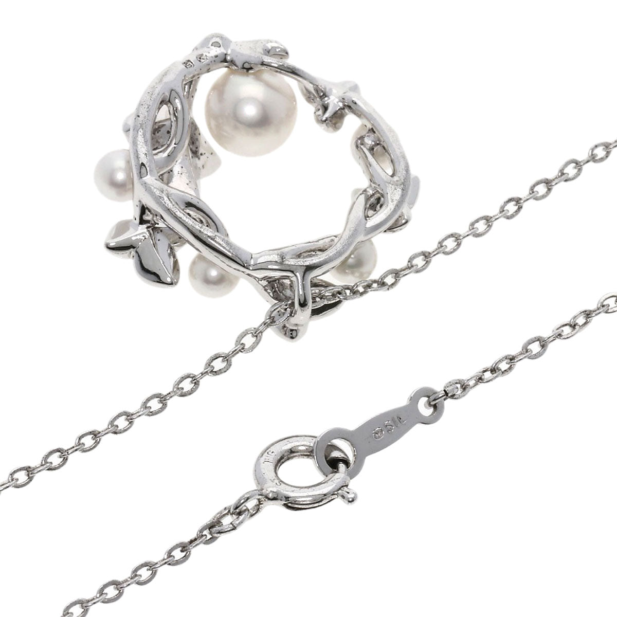 MIKIMOTO Leaf Akoya Pearl Pearl Necklace Silver Ladies [Used]